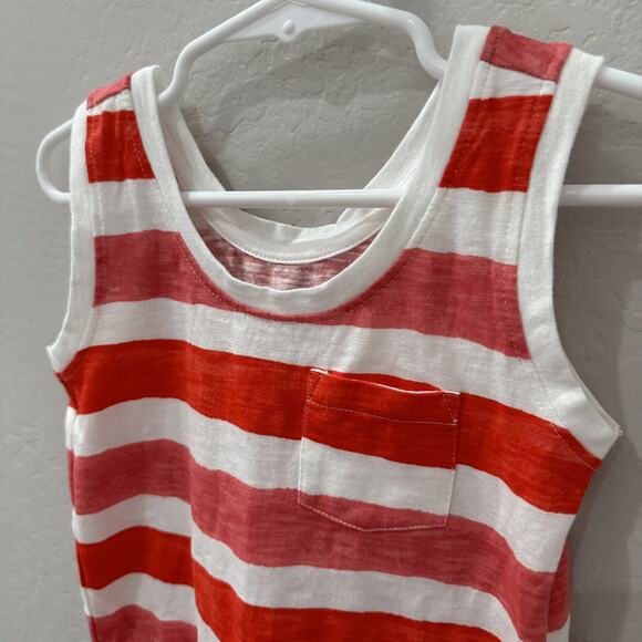 Primary Red & Pink Stripe Tank Romper - Picture 2 of 6